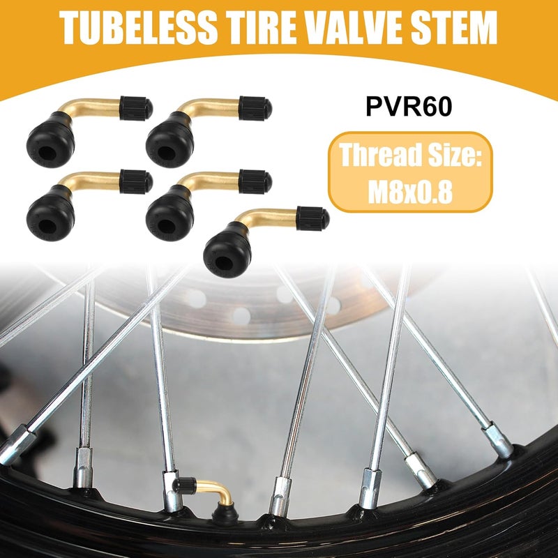 Partuto 5 Pcs Universal PVR60 Tubeless Tire Valve Stem - Cars RV Bicycles Motorcycles Trailers Tubeless Tire Valve - Stainless Steel Gold Tone - Image 2